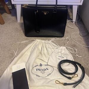 Prada Black Saffiano Tote with Gold Hardware